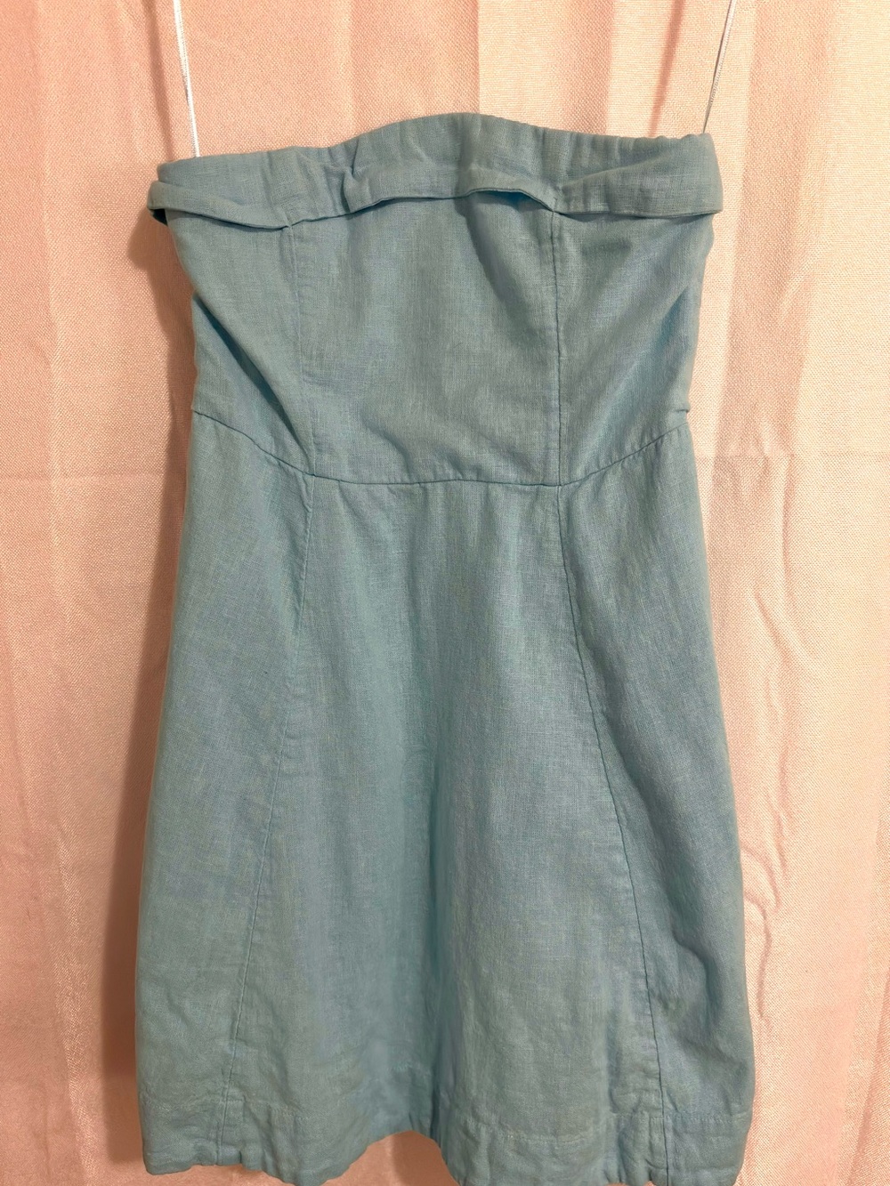 Abercrombie & Fitch Light Blue Linen Strapless Top